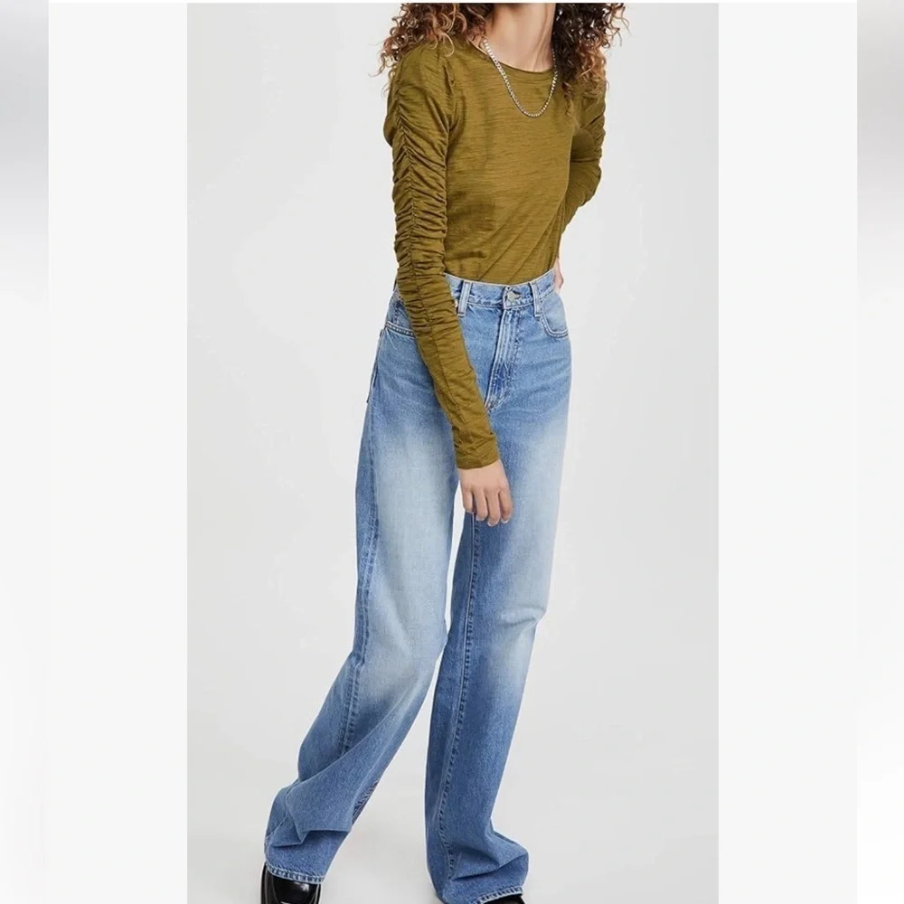 Free People Green Ruched Long Sleeve 🫒